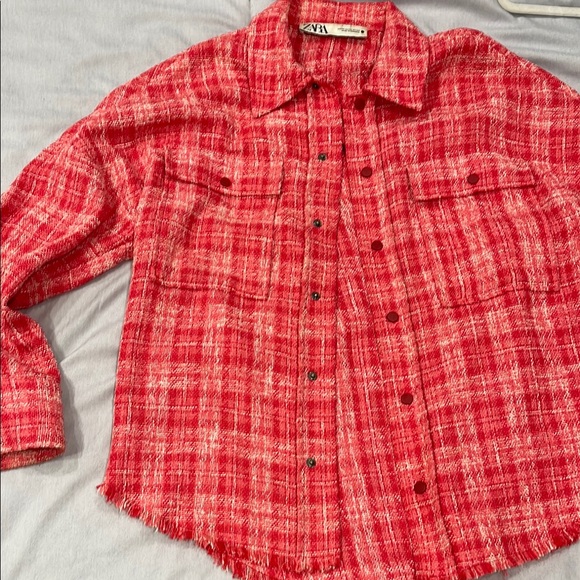 Zara Red and White Plaid Shirt - Picture 1 of 3